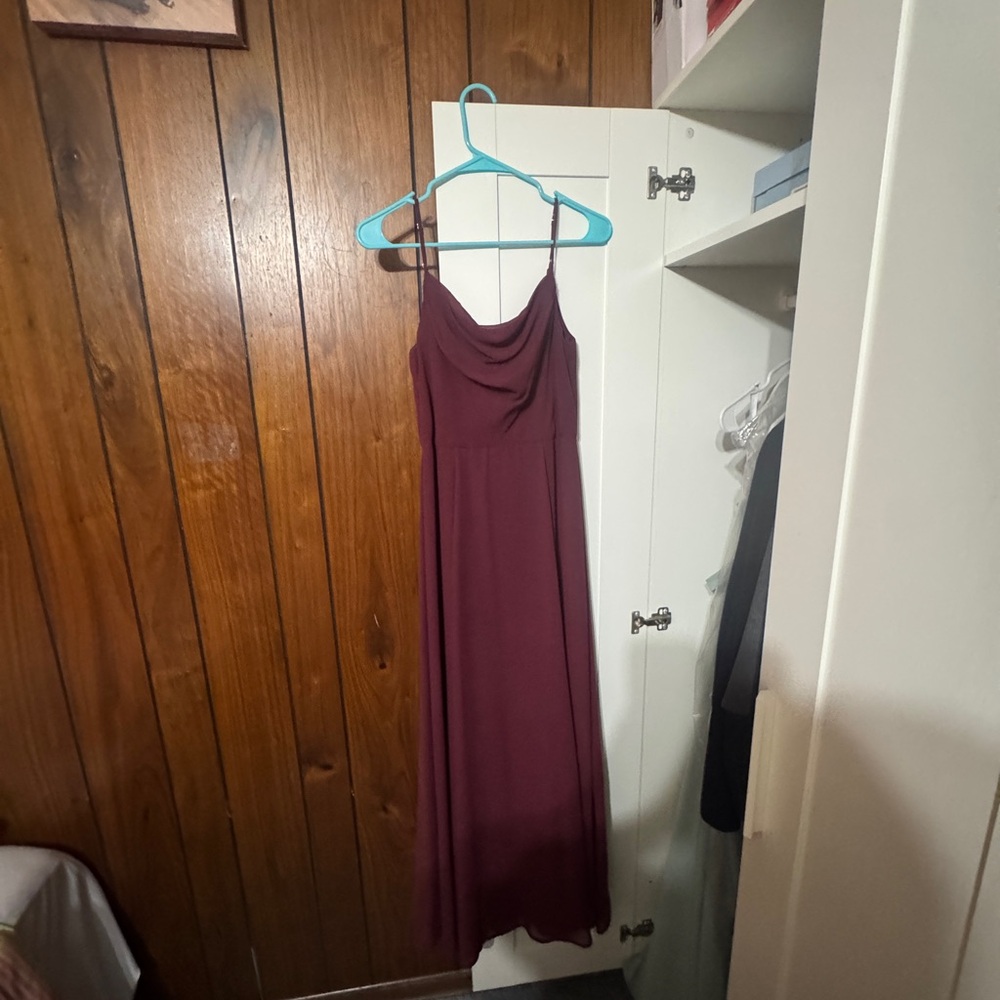 David's Bridal Burgundy  bridesmaid Dress - cowl neck spaghetti strap